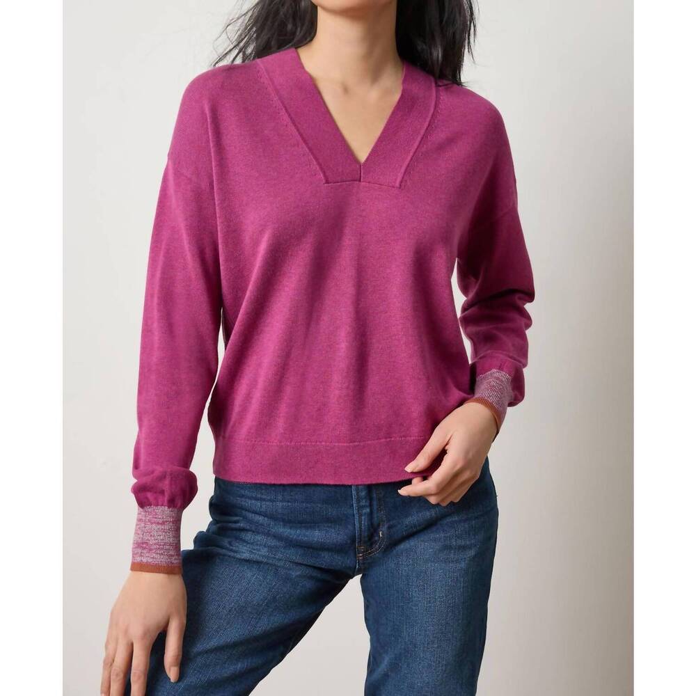 NEW LILLA P v-neck pullover sweater in dahlia